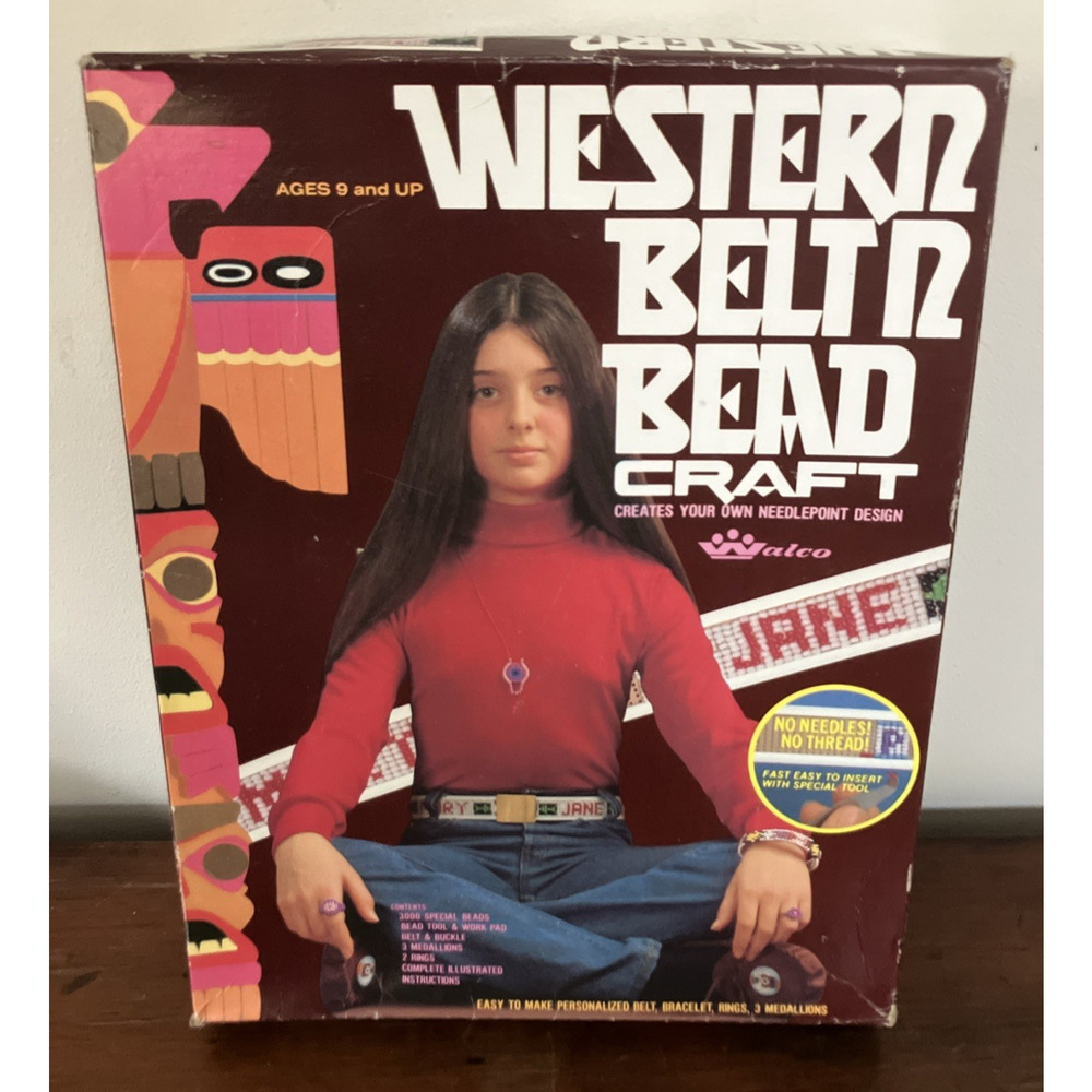 Vintage 70s Walco Western Belt Bead CRAFT KIT 6312 in Original Box